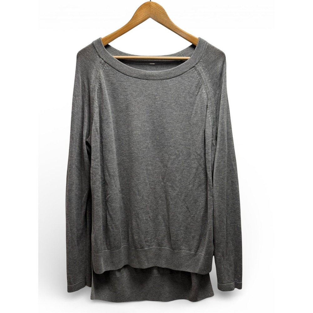 Lululemon Women' Size 10 Gray Cashmere Blend Knit Post Savasana Crewneck Sweater